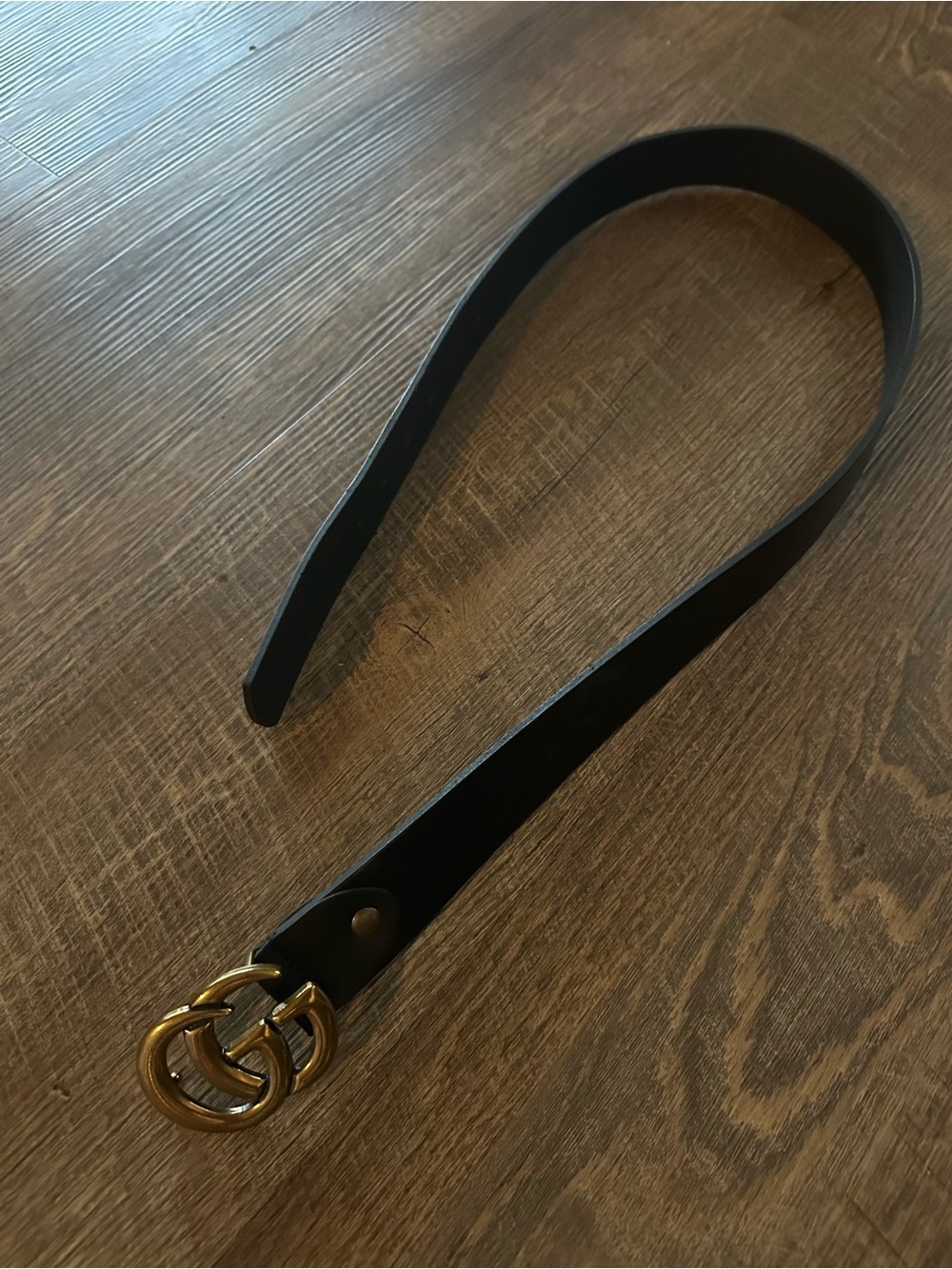 Gucci Black Leather Belt with Gold Interlocking GG Buckle